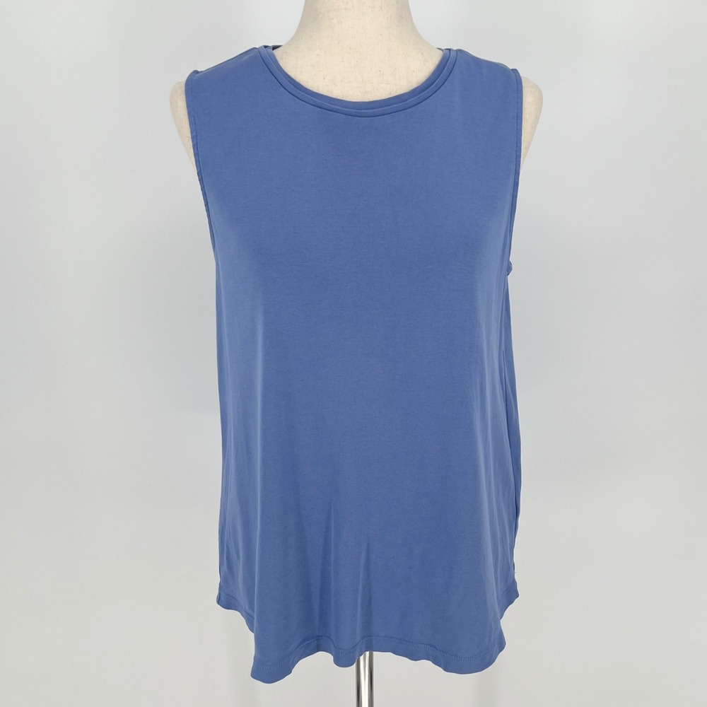 J. Jill Womens Perfect Pima Sleeveless Tee Top Size M Petite Blue Cotton Casual